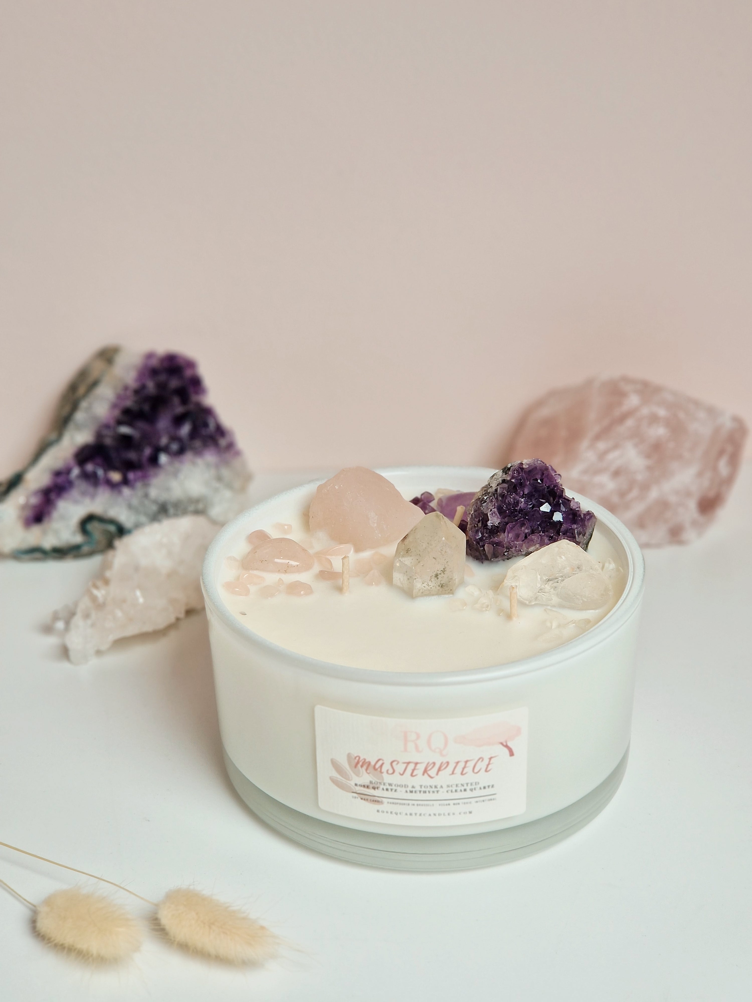 Masterpiece XXL crystal candle – Rose Quartz Candles
