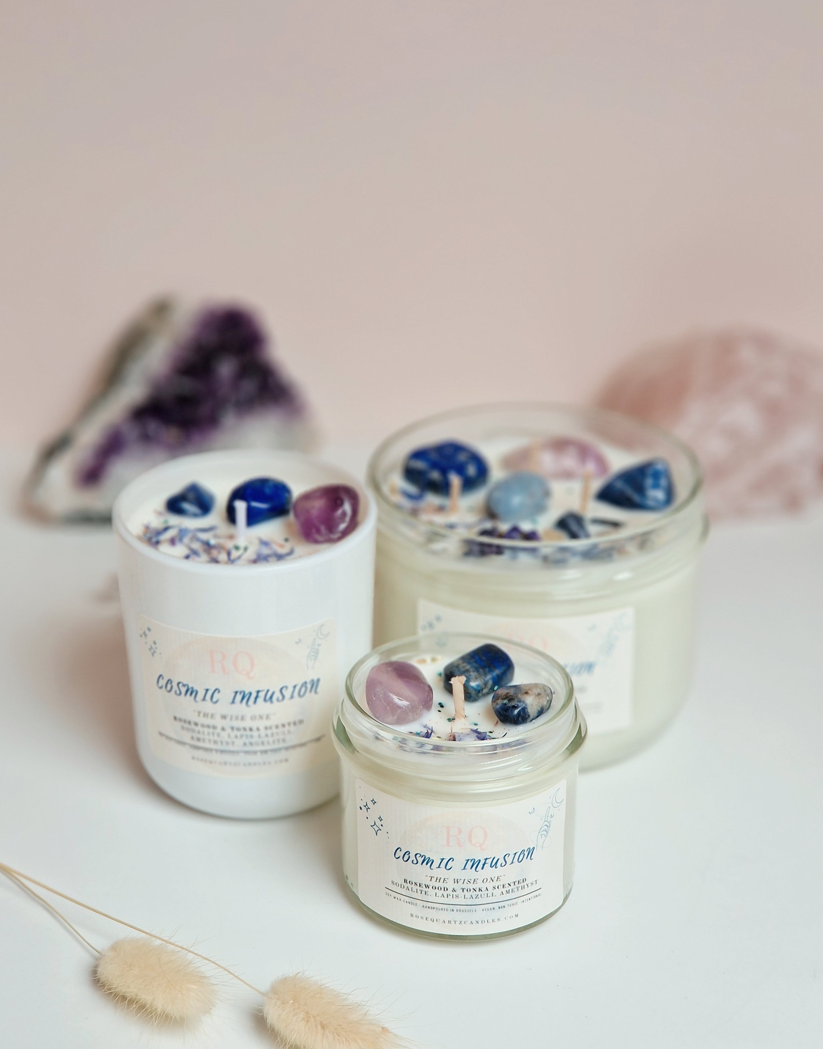 Cosmic infusion Crystal Candle - Small, Medium & XL – Rose Quartz Candles